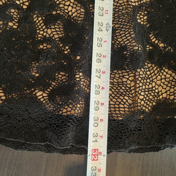 Vintage Ann Ferriday Y2K Black Lace Dress Fishnet Zipper Detail Ruffle Sleeve - Picture 5 of 11